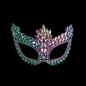 מסכת מסכות מפוארת משובצת אבני חן, זירקון וקריסטל PVC בצבע אחד, תחפושת קוספליי למסיבת ליל כל הקדושים למבוגרים - Product Image 1