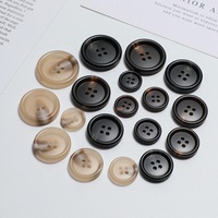 Bouton en résine imitation corne de luxe, bouton à 4 trous pour manteau et costume en laine, boutons durables à motif écaille de tortue