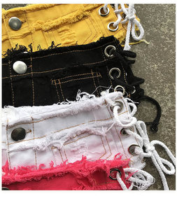 Nouveauté 2026 Short en jean sexy taille basse à découpes et franges pour femme - Product Image 5