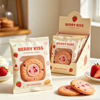 Prix usine OEM Sachet individuel en plastique anti-graisse pour biscuits avec fenêtre et encoche de déchirement, pochette plate, présenté dans une boîte de présentation de comptoir