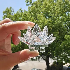 Fleur de Lotus en cristal pour la décoration de la maison, petite taille, couleur claire, vente en gros