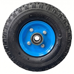 Roue pneumatique en caoutchouc PR1012 3.00-4, 10 pouces, pneu gonflable 260x85, jante en acier bleue, alésage 3/4 pouces, roulement à billes, pour chariot de jardin et chariot à main - Product Image 3