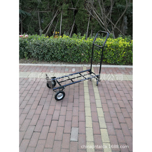 Carretilla Plegable de Cuatro Ruedas de Acero Desmontable, Carro de Carga Industrial con Recubrimiento de Polvo Negro - Product Image 4
