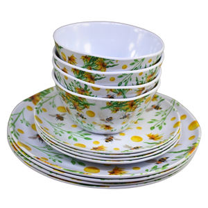 Juego <span class=keywords><strong>de</strong></span> Vajilla <span class=keywords><strong>de</strong></span> Melamina con Diseño <span class=keywords><strong>de</strong></span> Abejas y Flores <span class=keywords><strong>de</strong></span> Verano, 12 Piezas, Platos y Tazones con Aspecto <span class=keywords><strong>de</strong></span> Porcelana Blanca - Product Image 6