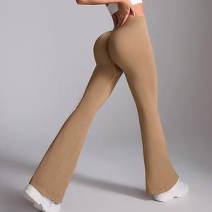 <span class=keywords><strong>Leggings</strong></span> de yoga évasés pour la gym, vêtements de sport haut de gamme, logo personnalisé, nylon et élasthanne, taille haute, effet push-up fessier, pantalons de sport - Product Image 6