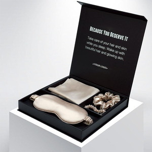 Commercio all'ingrosso vera federa di seta e maschera per gli occhi set 100% federa di seta di gelso organico con scatola regalo con cerniera - Product Image 2