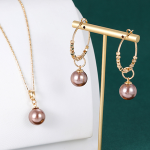Collar y Pendientes Hawaianos Samoanos Chapados en Oro con Perla Sencilla y Esmalte Colorido Rojo y Negro, Joyería <span class=keywords><strong>al</strong></span> <span class=keywords><strong>Por</strong></span> <span class=keywords><strong>Mayor</strong></span> - Product Image 4