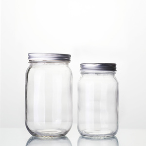 12oz 16oz <span class=keywords><strong>pint</strong></span> thường xuyên Miệng thủy tinh đóng hộp Mason Jar với bạc nắp kim loại - Product Image 1