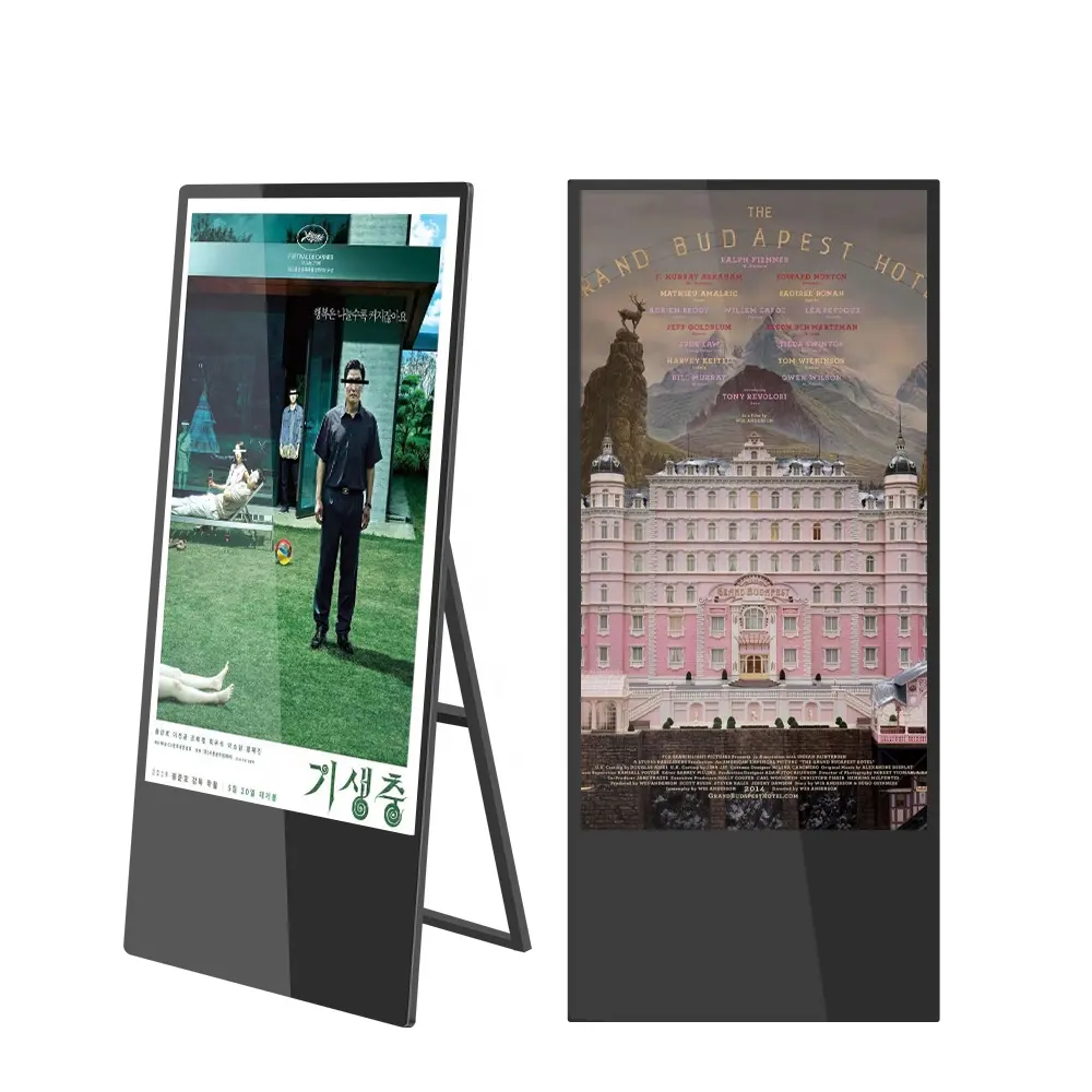 32インチLCDポスタースクリーン屋内AndroidOSポータブルモバイルデジタルサイネージトーテム広告折りたたみ式ポータブルスクリーン