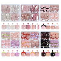 Meilleures ventes transfrontalières : Capsules d'ongles pour orteils effet œil-de-chat, style pédicure française, paillettes et poudres pour nail art, en boîte, quatre couleurs, forme carrée