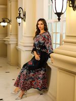Caftan arabe du Moyen-Orient mode diamant imprimer femme robe de soirée Abaya jupe longue robe saoudienne islamique