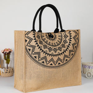 Bolso de mano con botones de <span class=keywords><strong>yute</strong></span> a la moda, bolso de mano de <span class=keywords><strong>lino</strong></span> de cáñamo impermeable compuesto, bolso de compras respetuoso con el medio ambiente, Bolsa <span class=keywords><strong>Yute</strong></span> - Product Image 1