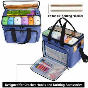 Large Crochet Organizer Bag <b>Knitting</b> Bag Yarn Storage Tote Yarn Holder <b>Case</b> for <b>Knitting</b> <b>Needles</b> - Product Image 3