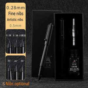 <span class=keywords><strong>2022</strong></span>มาใหม่การประดิษฐ์ตัวอักษรปากกาหมึกซึมสีดำด้านพร้อมตลับหมึกและปลายปากกาโลหะเย็น - Product Image 5