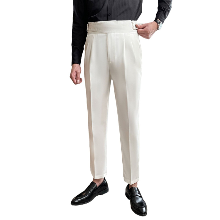 Wholesale Neapolitan dress pants lim-fit pants retro high-waisted business pants,2 Pieces