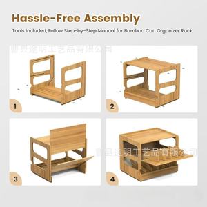 Bamboo Can Organizer Rack Stackable Kitchen Storage <b>Shelf</b> With Divider For Canned Food <b>Desktop</b> Use - Product Image 1
