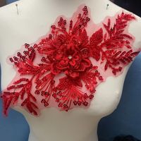 Bordure en dentelle française luxueuse en polyester/nylon avec sequins, strass et perles pour la décoration de robes de mariée