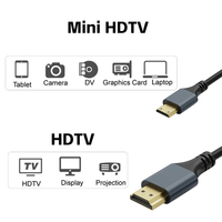 Câble 4K 60Hz Mini HDMI vers HDMI Prise plaquée or pour moniteur Tablette Caméra Affichage HDTV Projection Mini HDTV vers HDMI 2.0 Câble