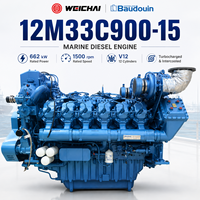 Moteur diesel marin turbocompressé SCDC Weichai Baudouin 12M33C900-15 662 kW 1500 tr/min V12 avec certification CCS pour la propulsion des navires de pêche