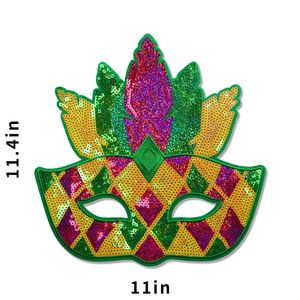 Prix réduit Ampoule Mardi Gras Sequin Bow Iron On Patch Pour Vêtements H Home Textiles Mardi Gras Shirt Patches - Product Image 4
