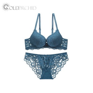 Bra <span class=keywords><strong>Push</strong></span>-up merah panas dengan atasan tipis tebal bawah harga rendah Set termasuk renda Bikini celana dalam gaya sehari-hari dekorasi bordir - Product Image 1