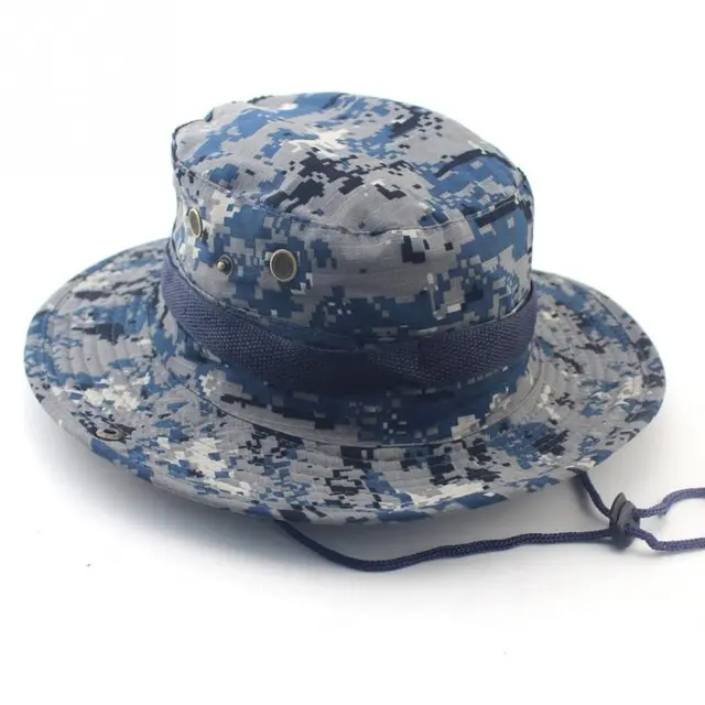 ACE cubo camuflaje pesca cap de camuflaje azul al por mayor sombreros de cubo blanco camo sombrero del cubo con una cuerda