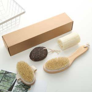 Ensemble de spa moderne 4 pièces de l'usine, idées cadeaux, brosse de bain en bois de sauna, loofah, pierre de feu, brosse à <span class=keywords><strong>main</strong></span> en bambou, produits de douche pour le corps - Product Image 2