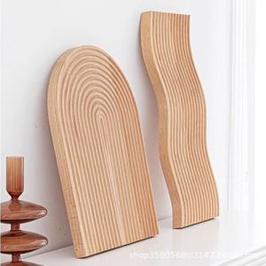 ถาดไม้เนื้อแข็งลายริ้ว รุ่น DS65326 ถาดเสิร์ฟตกแต่งสำหรับขนมหวานและกาแฟ - Product Image 4