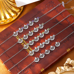 Bracelets à chaîne réglables en argent sterling 925 avec pierres naturelles rondes de 3 mm, bijoux en pierres précieuses colorées pour femmes - Product Image 5