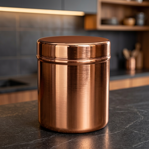 Recipiente Redondo Hermético para Alimentos de Cobre, Tarro para Especias de Diseño Minimalista con Acabado Pulido, 1 Capa, Mantiene la Frescura - Product Image 5