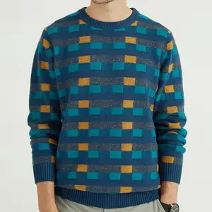 Maglione scozzese in cotone 100% girocollo Pullover intarsio da uomo alla moda invernale personalizzato per produttore di maglieria da uomo