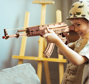 Rompecabezas de Madera 3D, Pistolas de Juguete de Madera al por Mayor, Pistola de Madera AK-47 con Bandas Elásticas, el Mejor Regalo de Rompecabezas para Adultos y Niños - Product Image 6