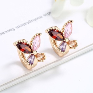 Pendientes de Mariposa con Circonita Cúbica AAA y Baño de Oro de 18K, Modernos y a la Moda, para Niñas, Joyería para Bodas, Gran Venta - Product Image 6