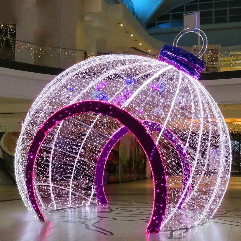 IP65 Outdoor 3D large illuminated ball motif light commercial christmas decoration