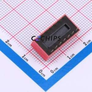 DS-07-R DIP Switch Through hole Component (THT) Switch ( Number of Switch Sections: 7 )( Lead Spacing: 2.54mm )( Color: Red ) - Product Image 2