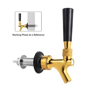 Robinet de bière à fermeture automatique à ressort, robinet de bière doré avec tige de mamelon, distributeur de robinet de fût Homebrew mural de <span class=keywords><strong>style</strong></span> américain - Product Image 1