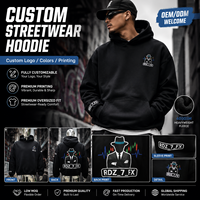 Hoodie Logo Kustom Berkualitas Tinggi Bahan Tebal 380GSM OEM MOQ Rendah Ukuran Besar Model Kotak Sweatshirt Cetak