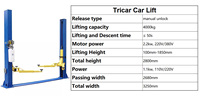Elevador de coche de desbloqueo eléctrico y electromagnético de dos postes con marco de suelo Tricar 4T suministrado directamente desde fábricas de buena reputación en China