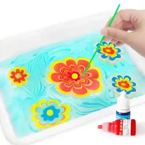 Unique Products Educational Drawing Kids Toy DIY Floating Painting Easy Marbling Paints in Water