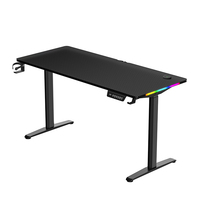 Bureau de jeu Surface en fibre de carbone PC Bureau de jeu Bureau ergonomique avec lumières LED RVB Crochet pour casque Porte-gobelet