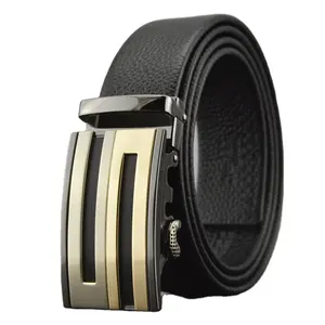 Soft and strong men belts 3.5cm fashion men's real leather double color S letter easy clip removable automatic buckle belt