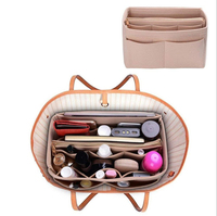 Sac à cosmétiques en feutre pour femmes de grande capacité Sac fourre-tout amovible multifonction Organisateur de sac en feutre cosmétique avec sac à main à fermeture éclair