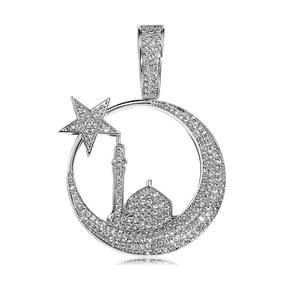 POPULAR delicadas estrellas y la luna colgante completo Iced Out Cubic Zircon colgante collar <span class=keywords><strong>joyería</strong></span> de moda - Product Image 5