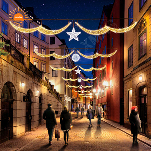 Decorazione del nuovo anno cross Street appeso Led attraverso la strada motivo luce per le esposizioni Festive natale 3D decorazione luce per giardino - Product Image 3
