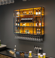 Étagère à vin en fer de luxe léger, étagère murale industrielle pour la décoration de bar