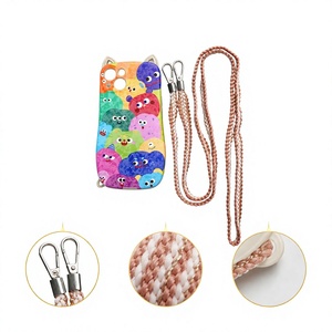 Kaffeeweiße gewebte Crossbody-Handyschlaufe, doppelter Karabinerverschluss, langer Stoffriemen für Handyhülle & Taschenzubehör - Product Image 2