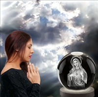 Décoration d'intérieur, boule de cristal gravée au laser 3D, lumière de nuit religieuse, cadeaux parfaits pour la mère, le père, le bébé, les amis
