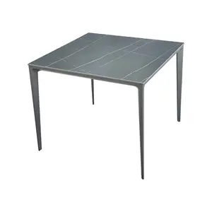 luxury Outdoor furniture Aluminum frame sintered stone patio garden Casual Outdoor square dining coffee Table