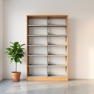 Étagère de rangement industrielle multi-niveaux en métal et bois, multi-usages, pour salon et bureau - Product Image 1