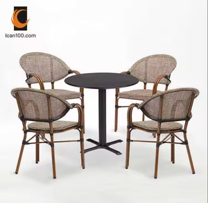 Chaise de café <span class=keywords><strong>Paris</strong></span> Chaise de bistro Teslin d'extérieur en tissu Café à l'extérieur Chaises de salle à manger en rotin empilables - Product Image 5